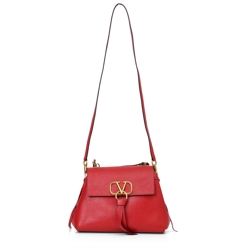 VALENTINO Vスリング 赤 Shop Pre-Loved Valentino Red Leather V-Ring Shoulder Bag