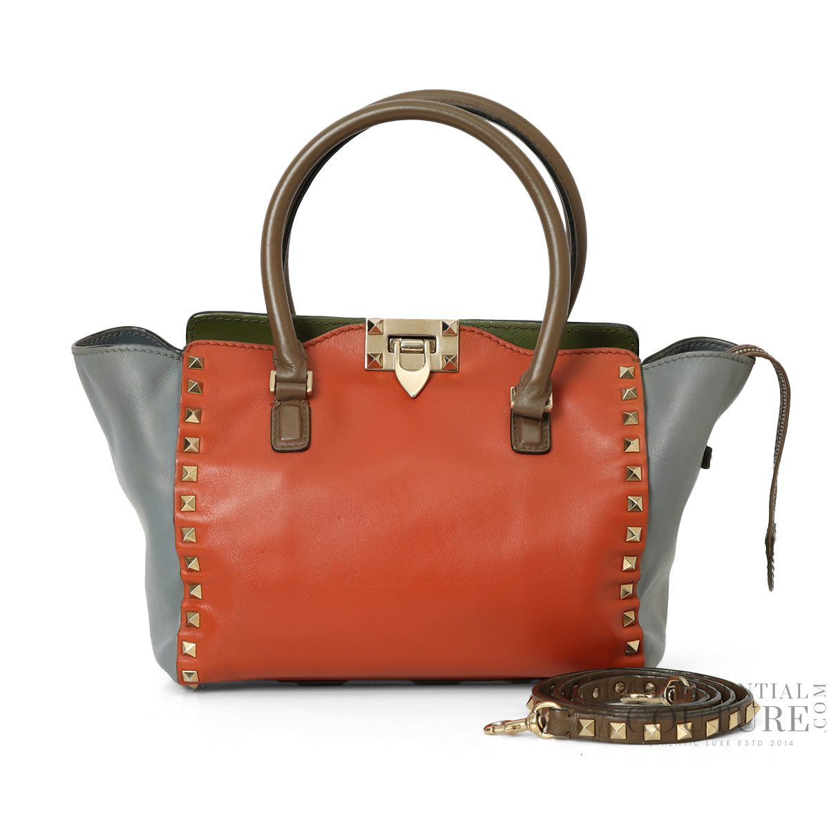 Multicolore Leather Small Rockstud Trapeze Tote Bag