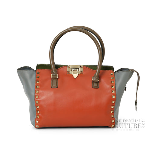 Multicolore Leather Small Rockstud Trapeze Tote Bag