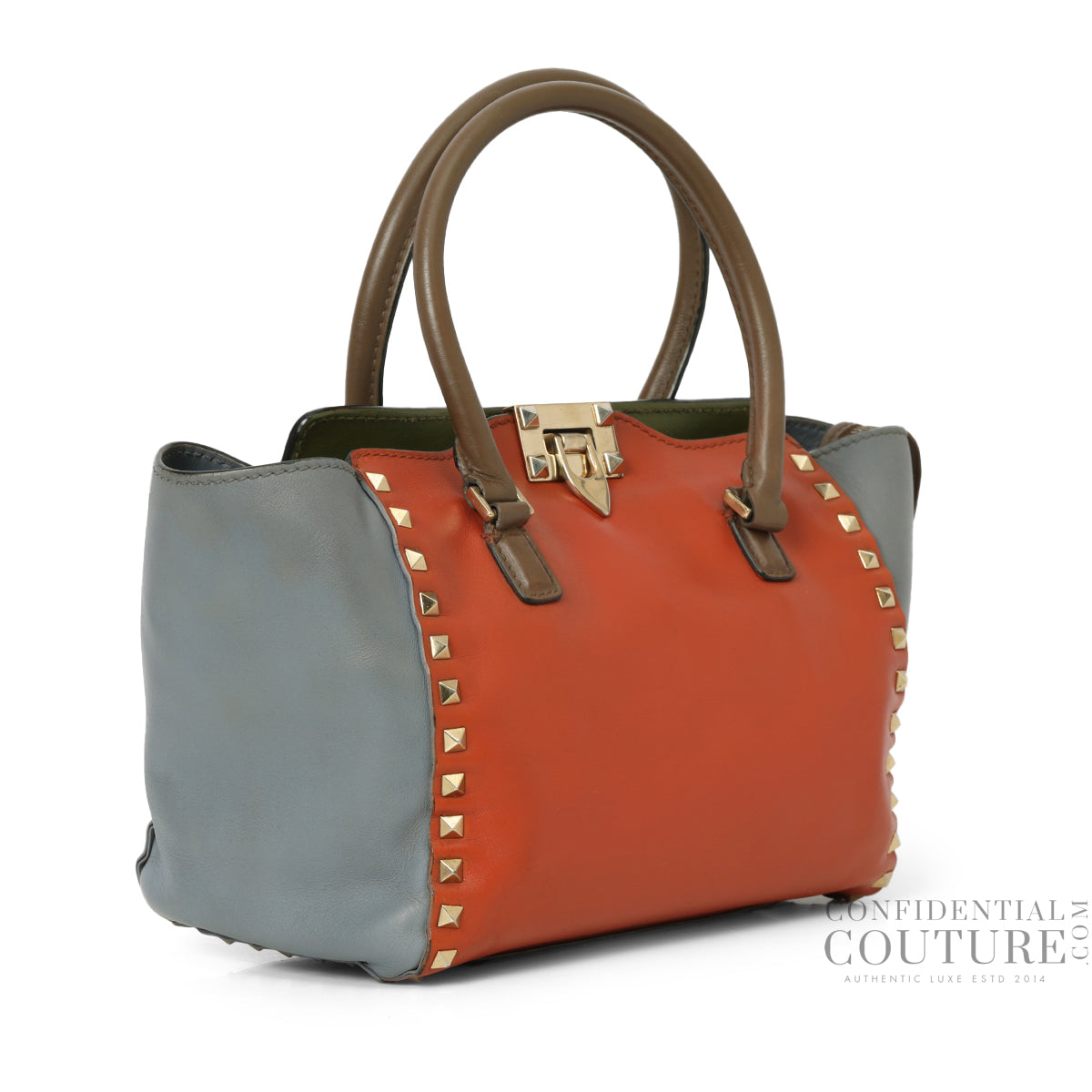 Multicolore Leather Small Rockstud Trapeze Tote Bag