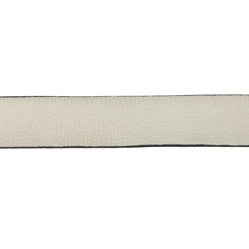 Black/White Grainy Leather Reversible Belt