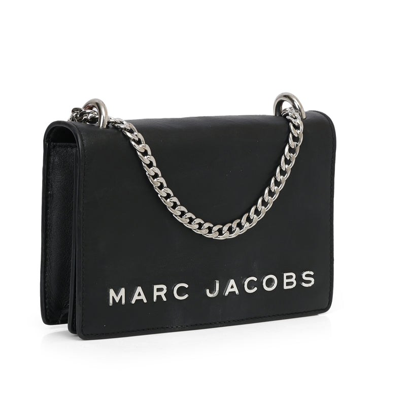 Pre-loved Marc Jacobs Black Double Take Leather Logo Crossbody Bag One Size