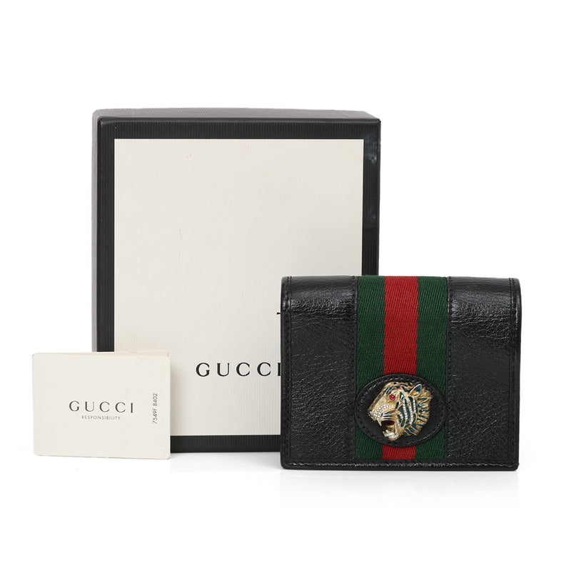 Rajah Black Card Case Web Accent Wallet One Size