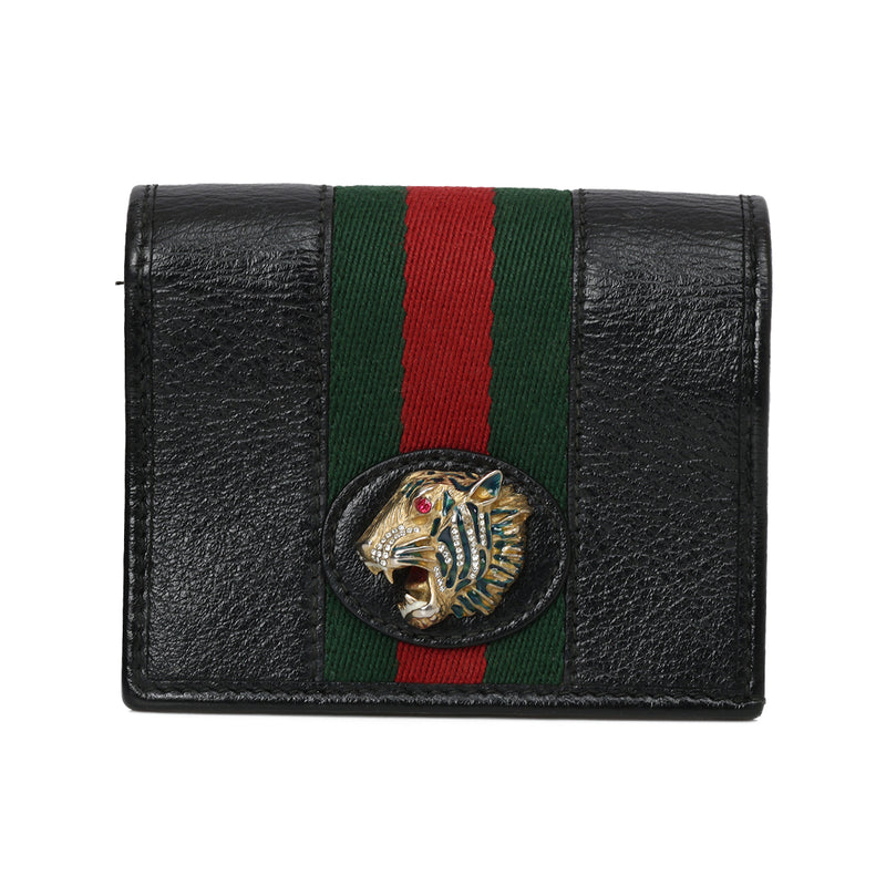 Rajah Black Card Case Web Accent Wallet One Size