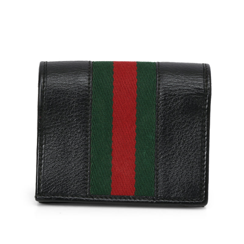 Rajah Black Card Case Web Accent Wallet One Size