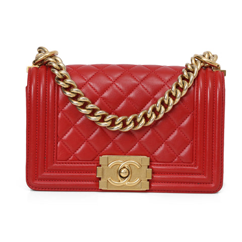 Red Small Lambskin Boy Bag