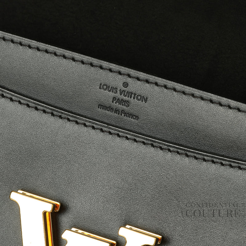 Black Calfskin Leather Chain Louise GM Bag