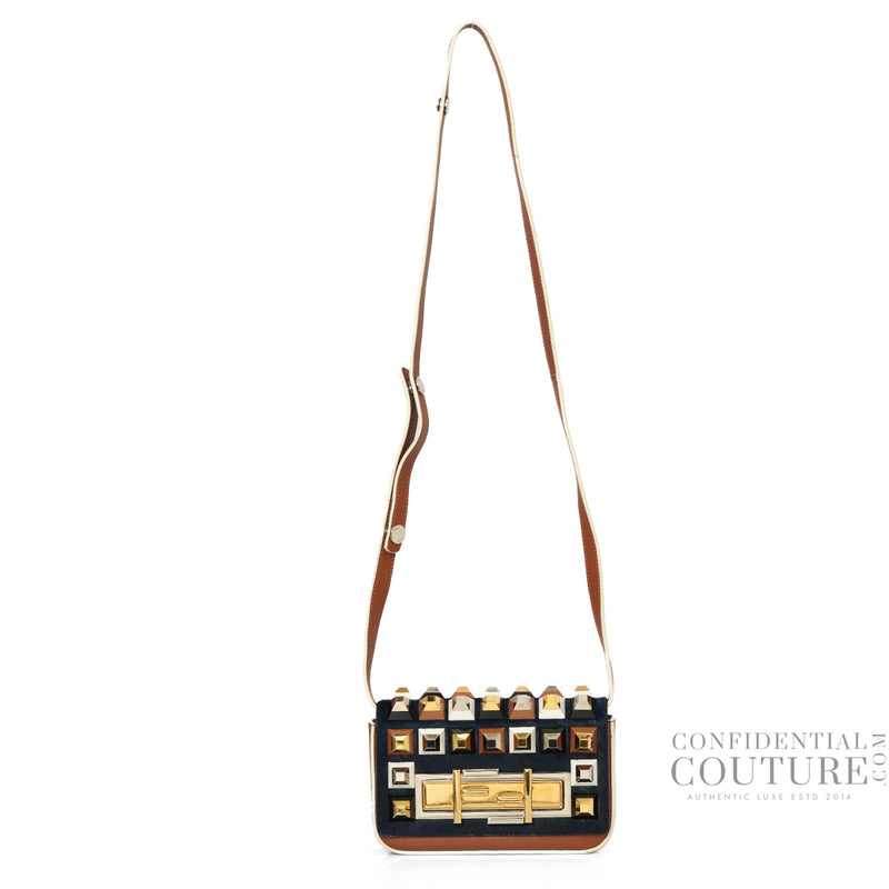 Pre-loved Fendi Tan Mini 3 Baguette Perspex Studded Bag