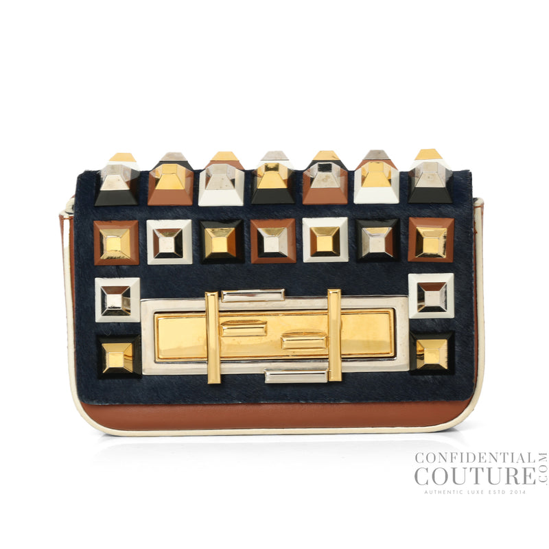 Fendi Tan Mini 3 Baguette Perspex Studded Bag