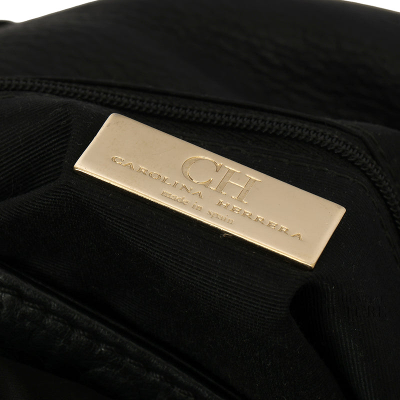 CH Black Monogram Leather Bow Chain Clutch