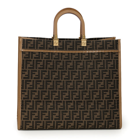 Sunshine Large Brown FF Jacquard Fabric Shopper