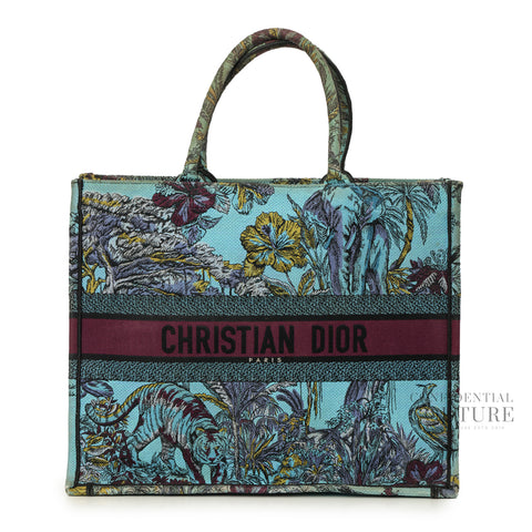 Celestial Blue Toile De Jouy Voyage Embridered Canvas Large Book Tote