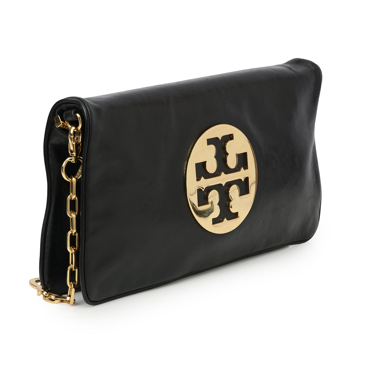 Black Leather Reva Clutch One Size