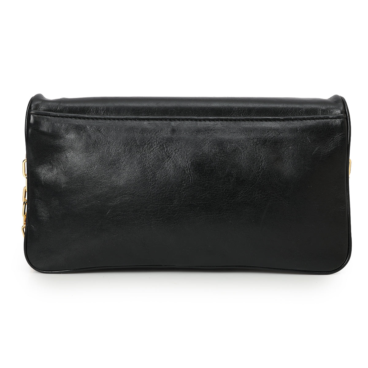 Black Leather Reva Clutch One Size