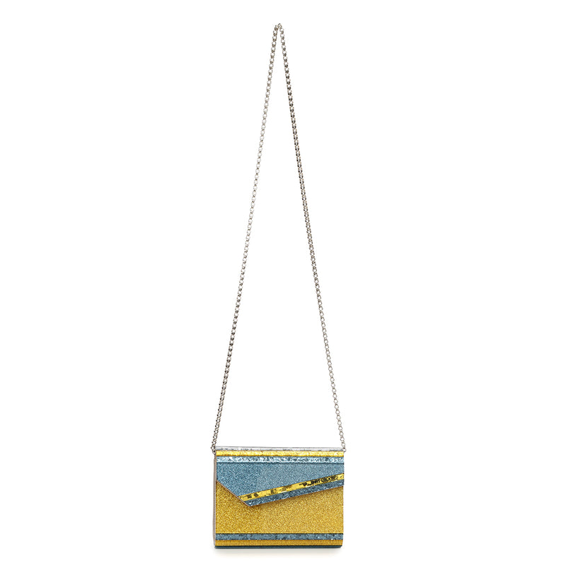 Jimmy choo blue and gold shimmer candy clutch one size price