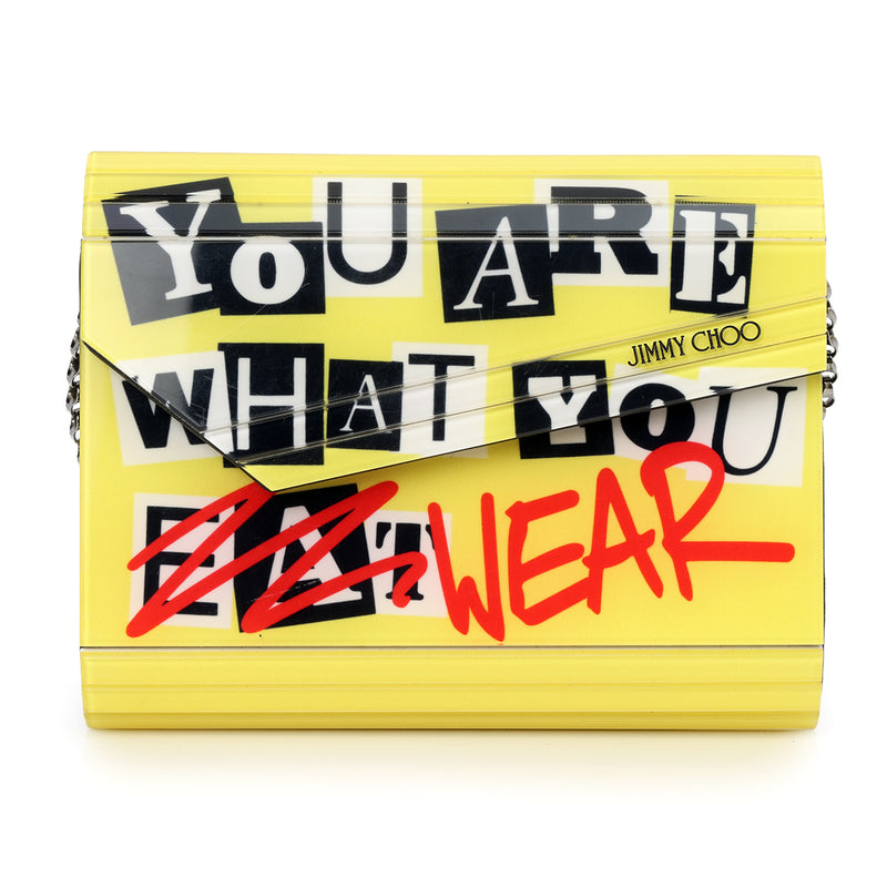 Jimmy Choo Yellow Graffiti Candy Clutch Bag One Size