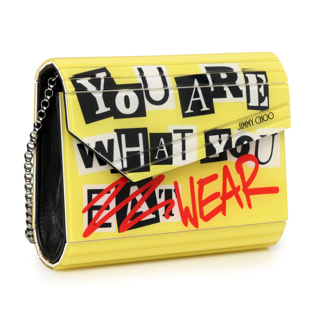 JIMMY CHOO イエロー ショルダーバッグ クラッチバッグ Jimmy Choo Yellow Graffiti Candy Clutch Bag One Size – Shop Pre