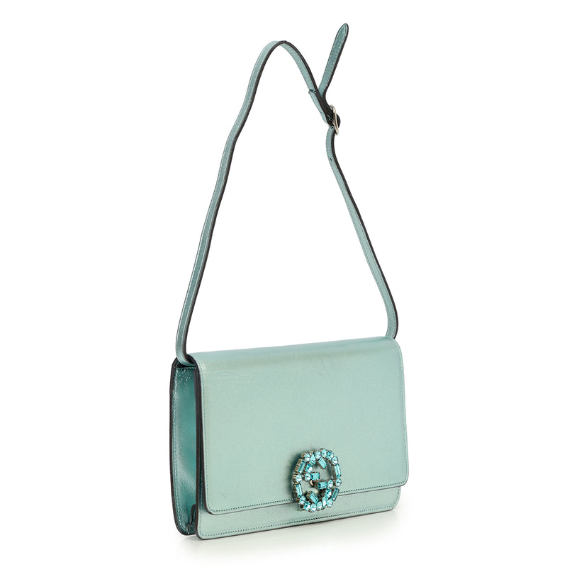Metallic Leather Crystal GG Broadway Bag One Size