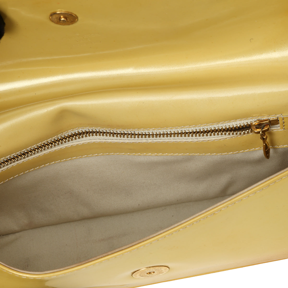 Yellow Patent Leather Sobe Clutch One Size