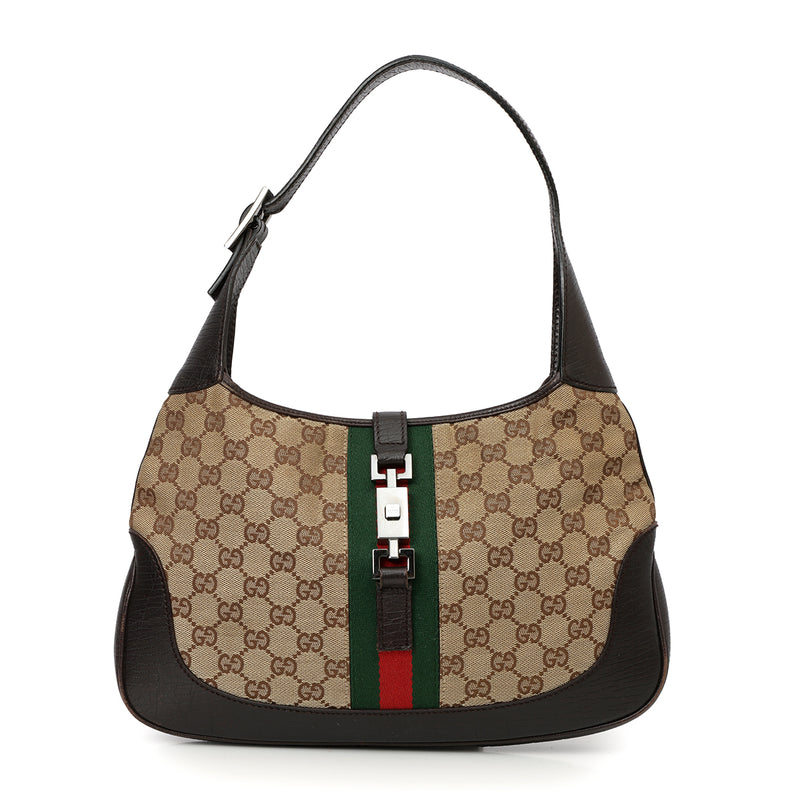 Women Gucci GG Canvas Brown/Beige Jackie Medium Vintage Bag