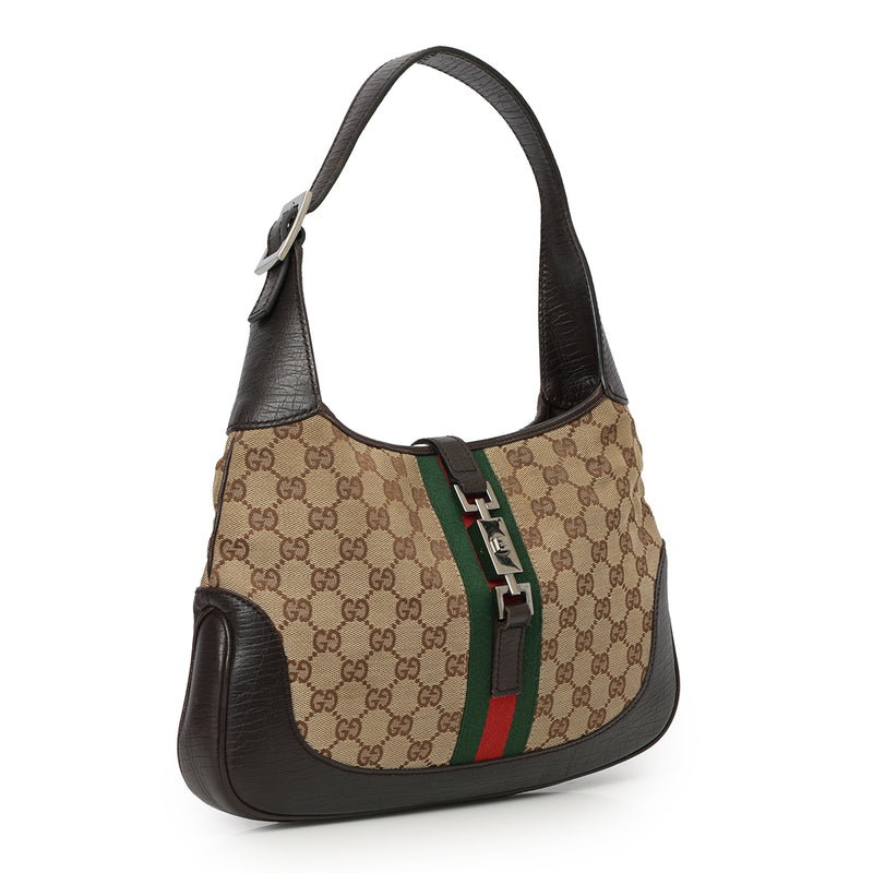 Pre-loved Gucci GG Canvas Brown/Beige Jackie Medium Vintage Bag