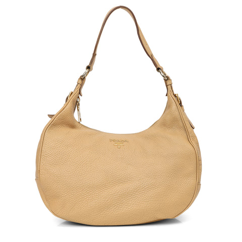 Cuoio Vitello Daino Leather Zippy Top Hobo Bag One Size
