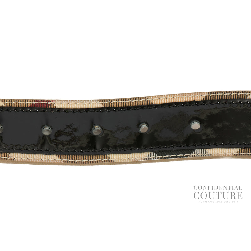 Canvas & Patent Leather Black Studded Belt | 36/90