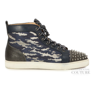 Blue/Silver Lou Spikes Orlato Flat High-Top Sneakers EU 43 | US 10 | UK 9