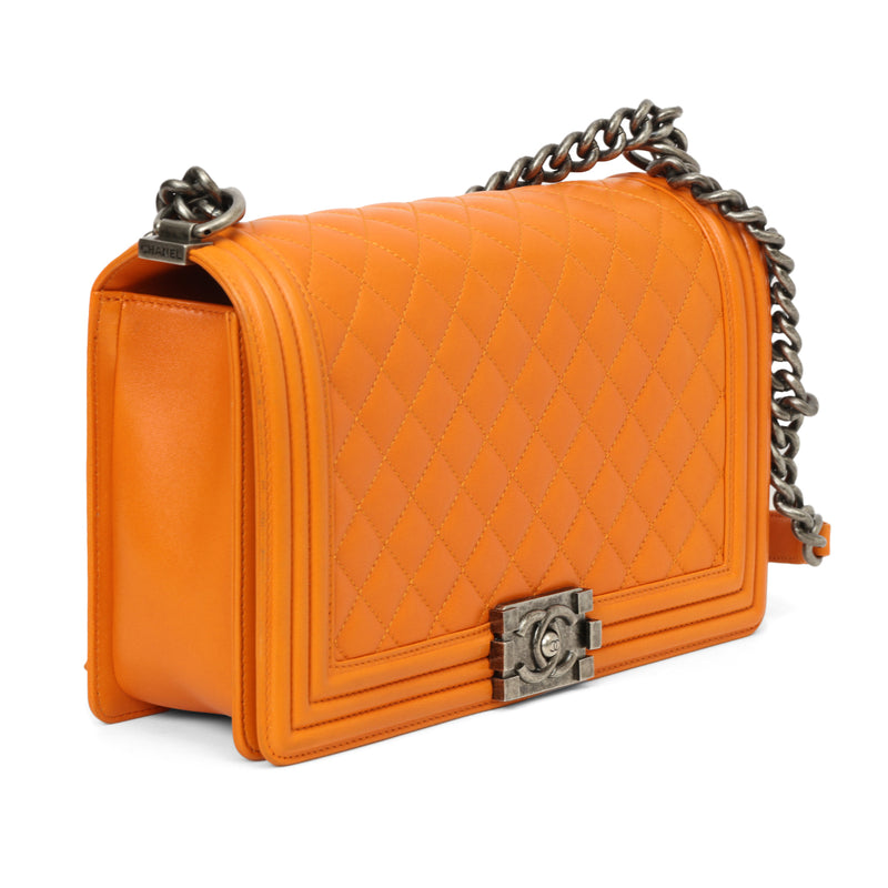 Chanel boy orange quilted shoulder bag price