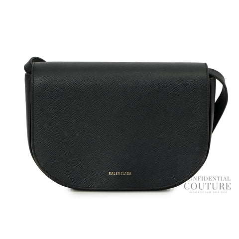 Black Grained Leather Ville Day S Crossbody Flap Bag