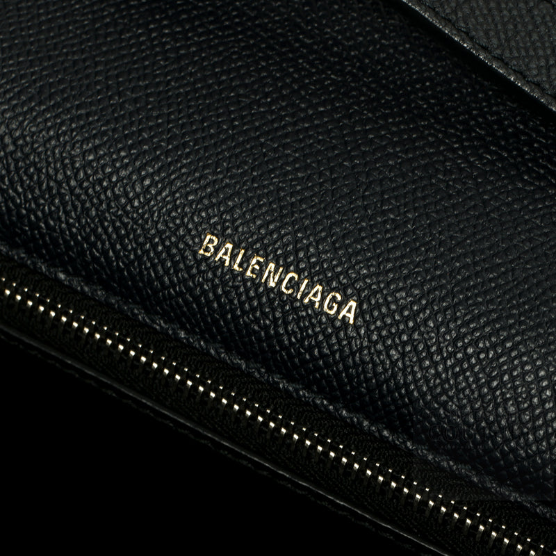 Balenciaga Black Grained Leather Ville Day S Crossbody Flap Bag