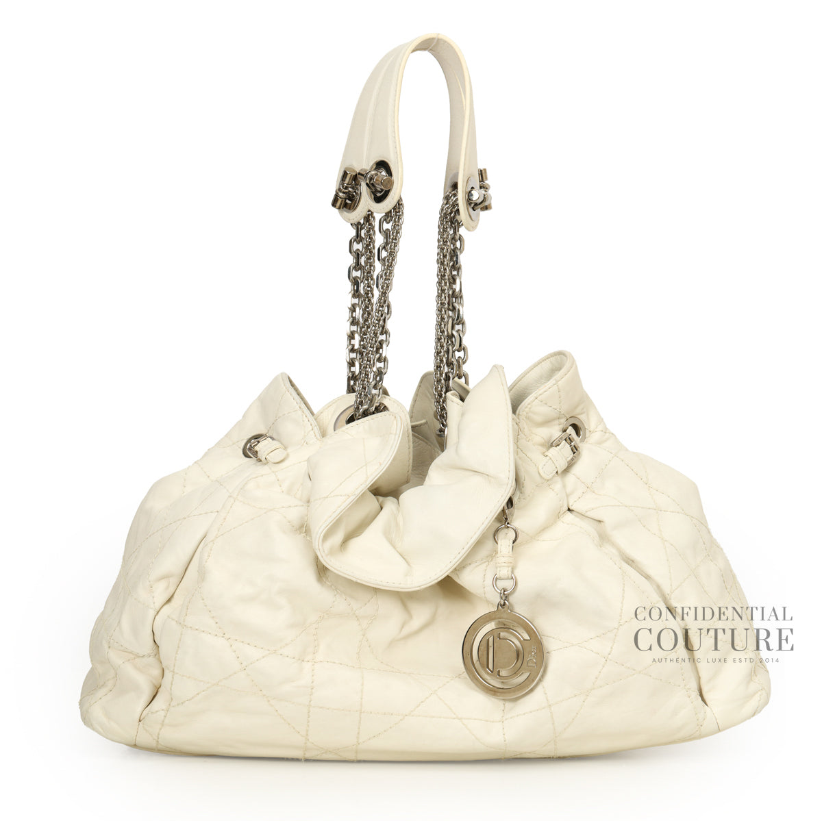 White Leather Quilted Cannage Le Trente Bag