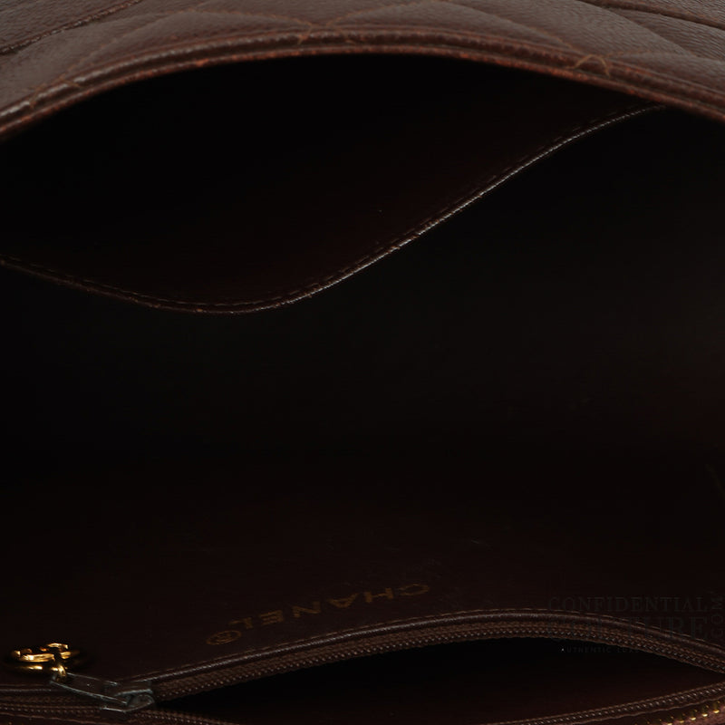 Quilted Caviar Leather Medallion Brown Tote Bag