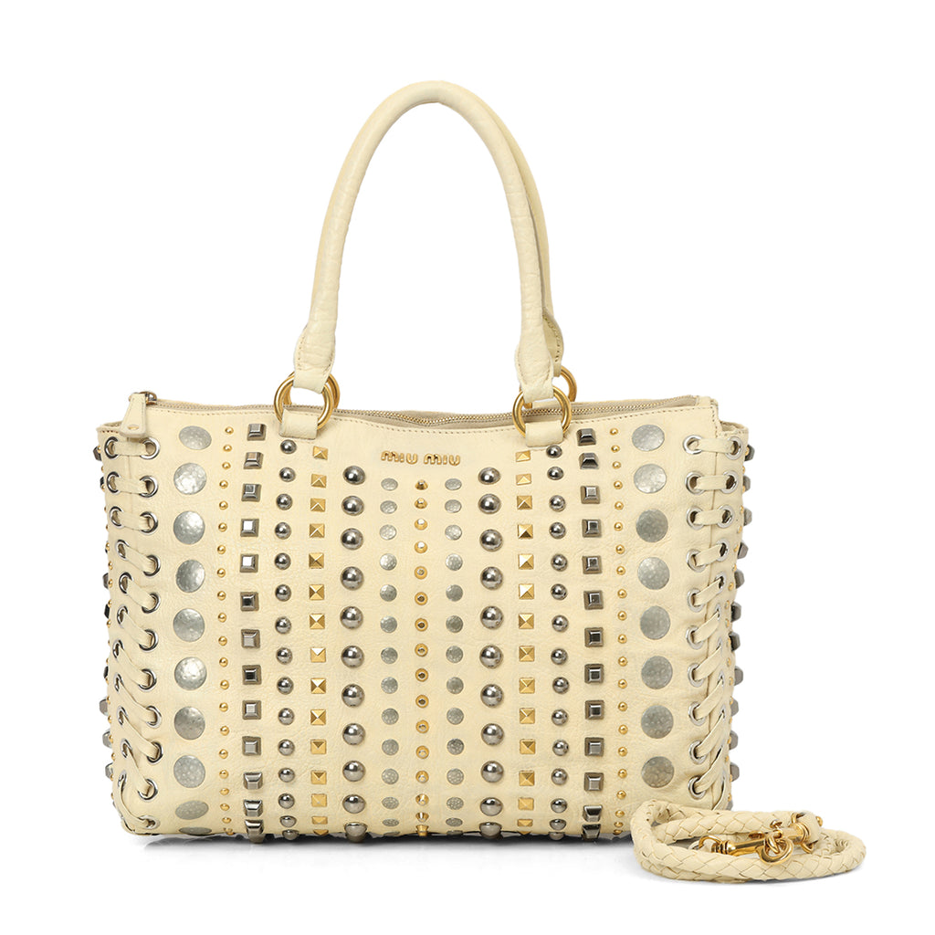 Studded Leather 2-Way Handbag One Size – Confidential Couture