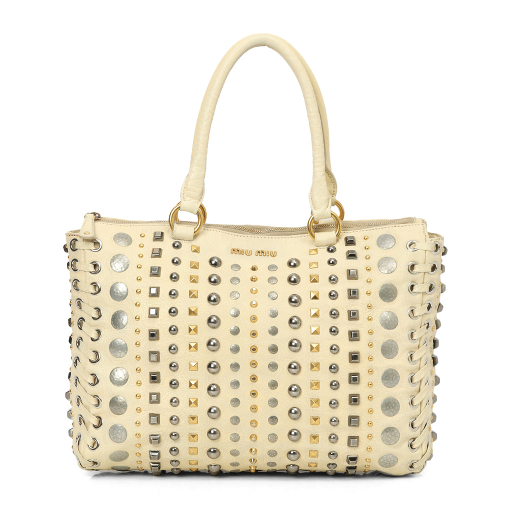 Studded Leather 2-Way Handbag One Size – Confidential Couture Studded Leather 2-Way Handbag One Size – Confidential Couture