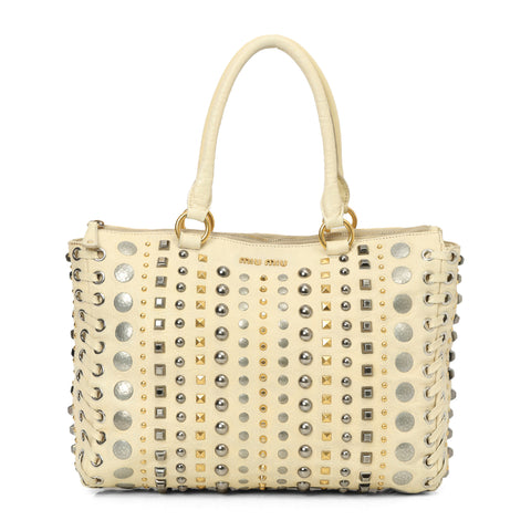 Studded Leather 2-Way Handbag One Size