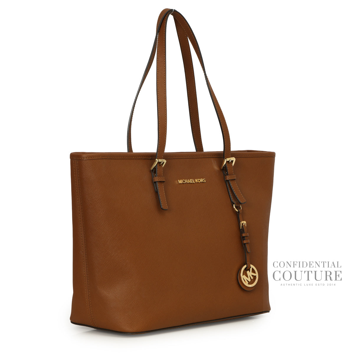 Tan Quinn Large Top Zip Tote Bag