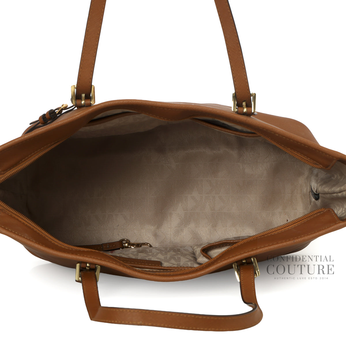 Tan Quinn Large Top Zip Tote Bag