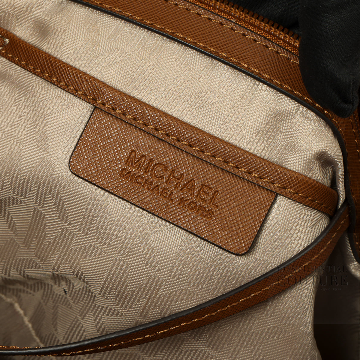 Tan Quinn Large Top Zip Tote Bag