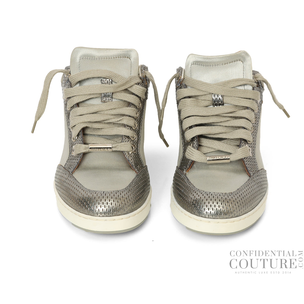 Silver Leather And Glitter Miami Low Top Sneakers EU 37 | UK 4 | US 7.