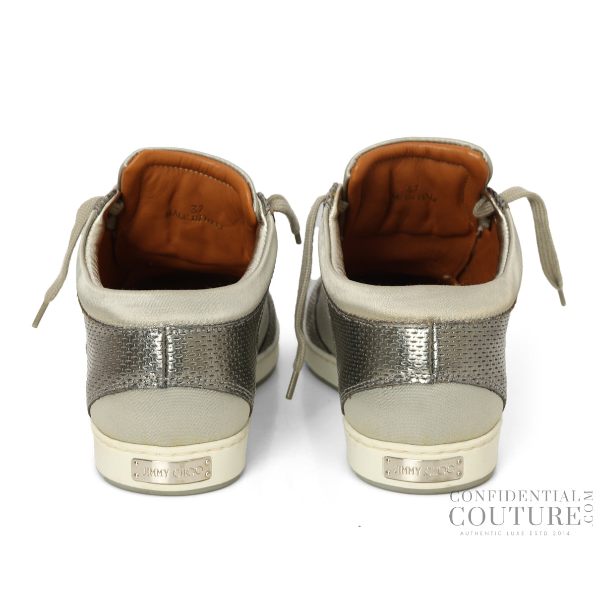 Silver Leather And Glitter Miami Low Top Sneakers EU 37 | UK 4 | US 7.