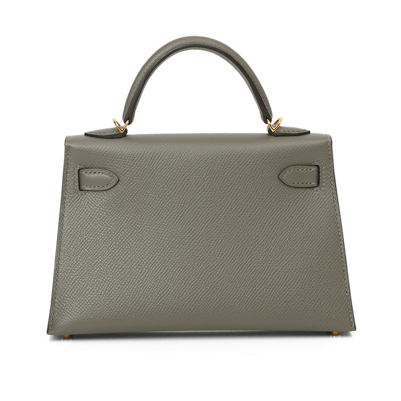 Mini Kelly Gris Meyer Gold Hardware Bag
