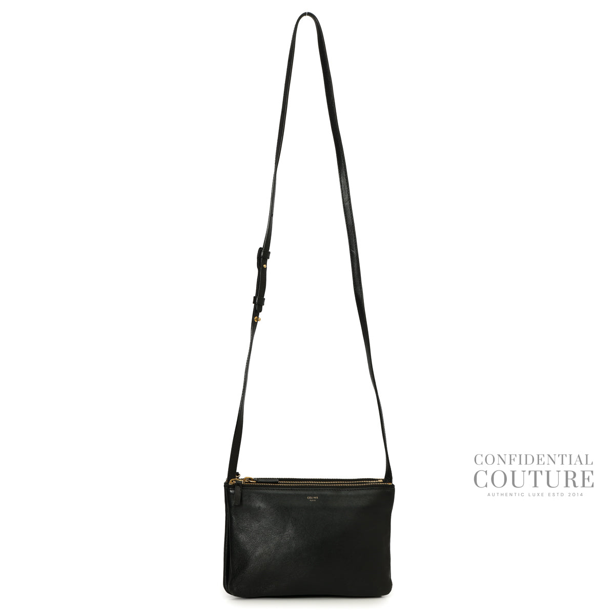 Black Lambskin Leather Trio Small Crossbody Bag