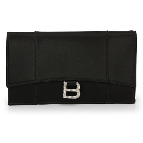 Women's Hourglass Flat Pouch With Flap in Black One Size