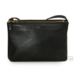 Black Lambskin Leather Trio Small Crossbody Bag