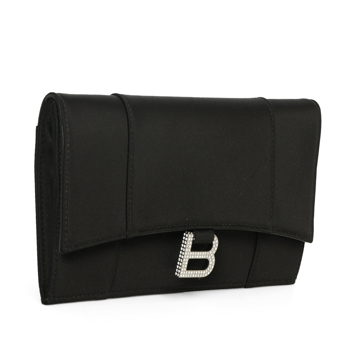 Women's Hourglass Flat Pouch With Flap in Black One Size