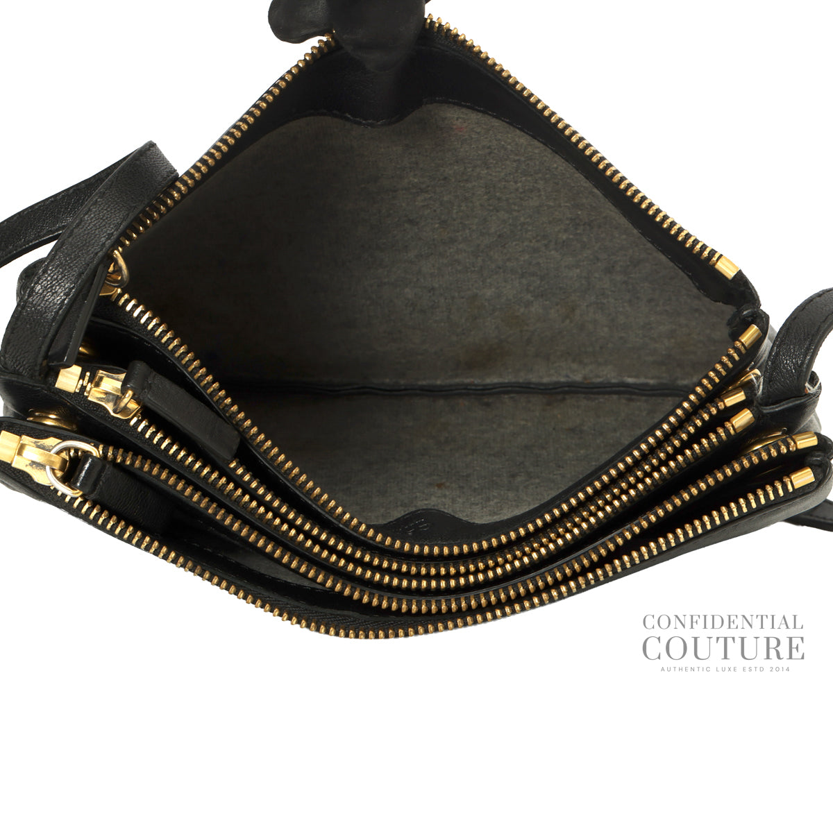 Black Lambskin Leather Trio Small Crossbody Bag