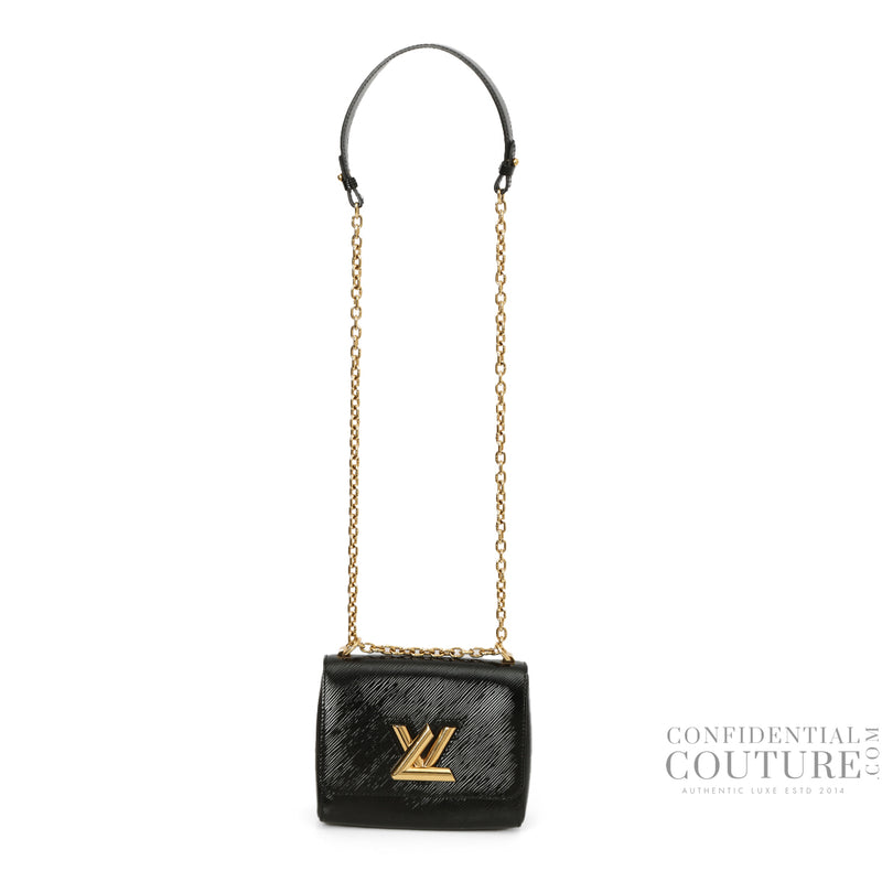 Black Epi Patent Leather Twist Pm Bag