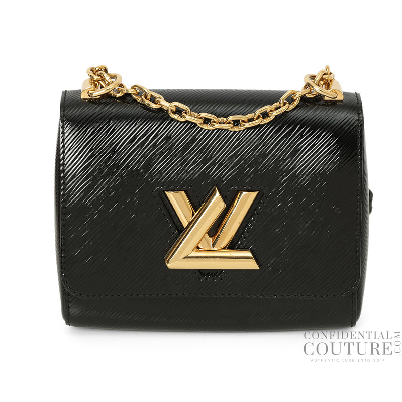 Black Epi Patent Leather Twist Pm Bag