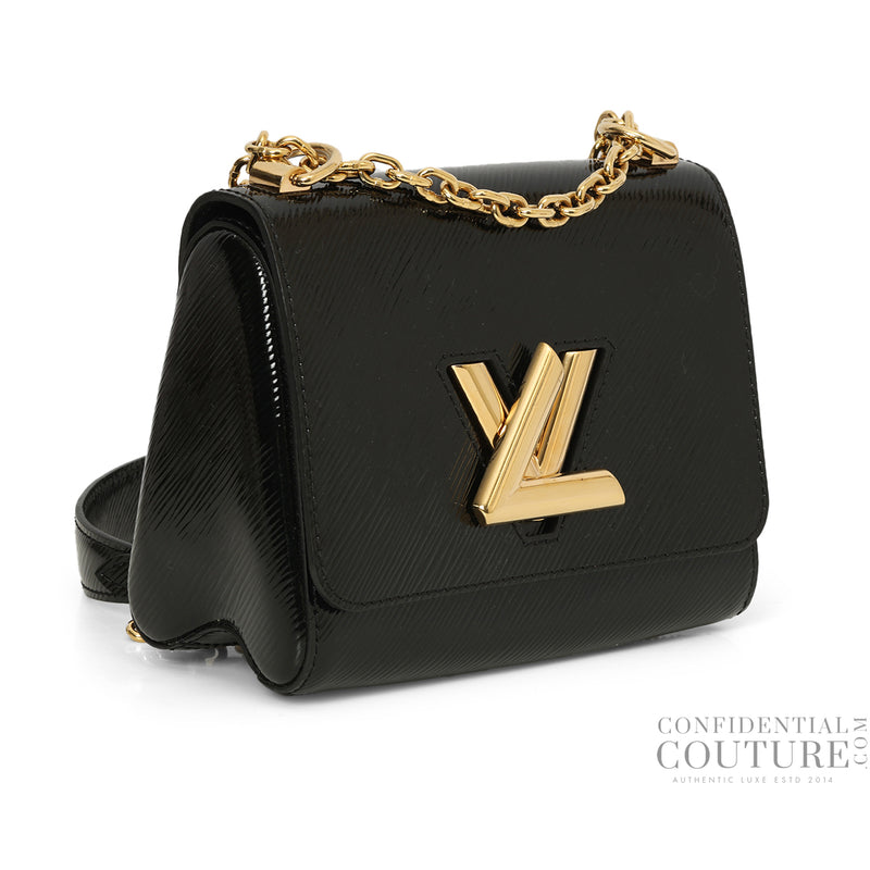 Black Epi Patent Leather Twist Pm Bag